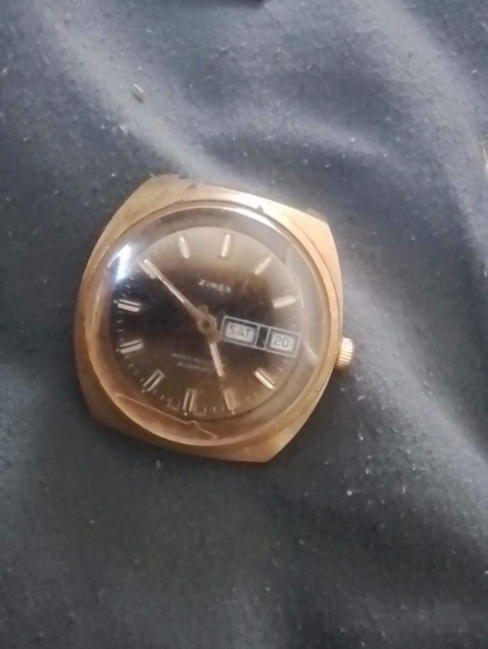Timex Gold Tone Case with Black Dial and Day-Date